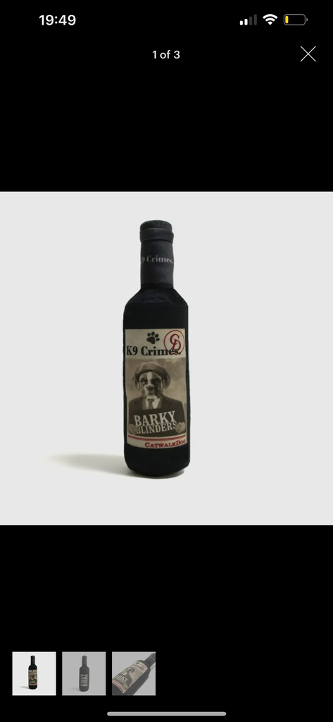 K9 Crimes Barky Blinders Wine Bottle