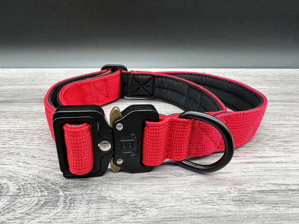 2.5cm BTactical Collar - Red | Durable Dog Collar With Handle