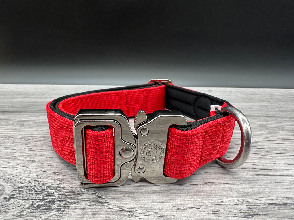 2.5cm BTactical Collar - Red | Durable Dog Collar, Lead & Harness Set