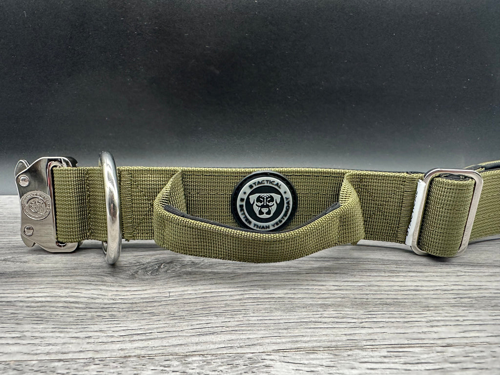 4cm BTactical Collar - Khaki Green | Durable Dog Collar With Handle