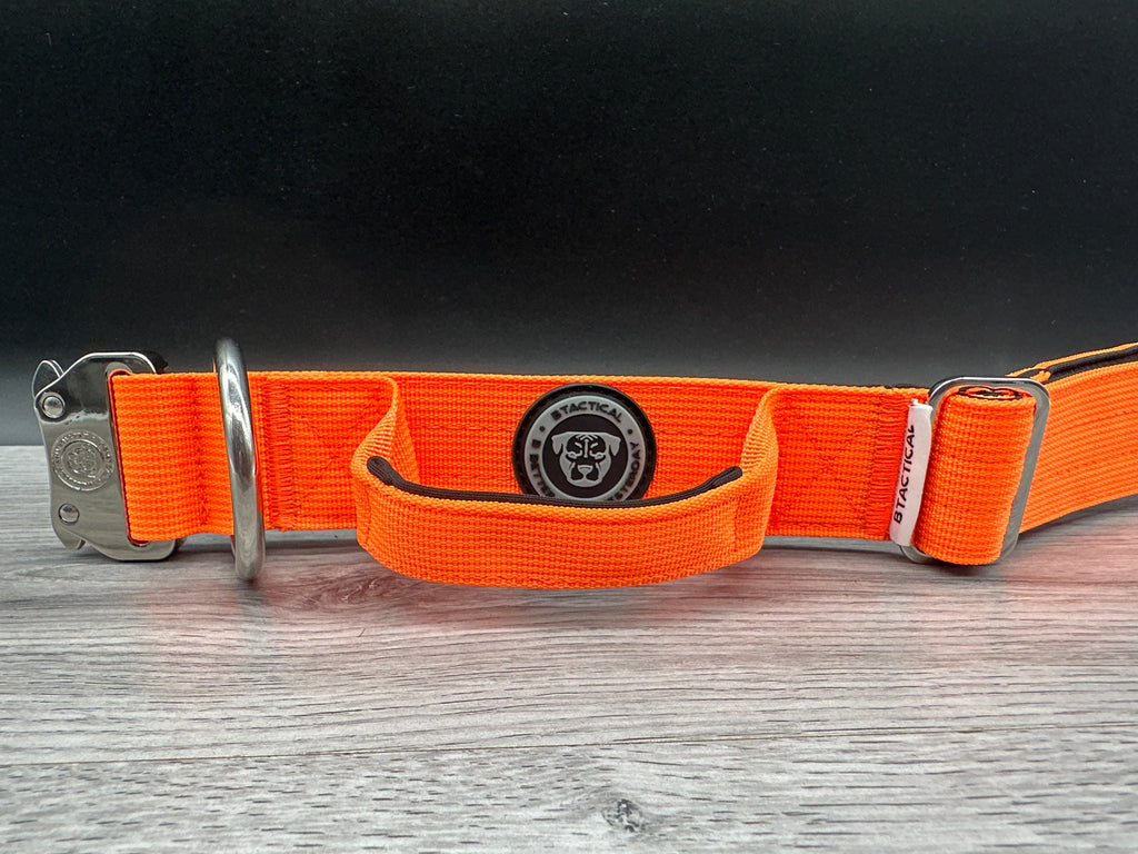 4cm BTactical Collar - Orange | Durable Dog Collar With Handle