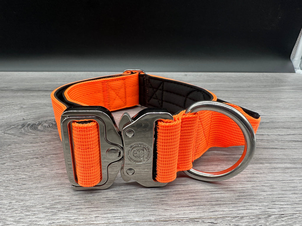 4cm BTactical Collar - Orange | Durable Dog Collar With Handle