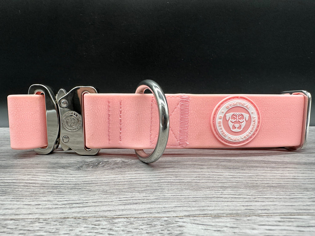 LIMITED EDITION 4cm Pastel BTactical Collar - Pink | PVC Durable Dog Collar