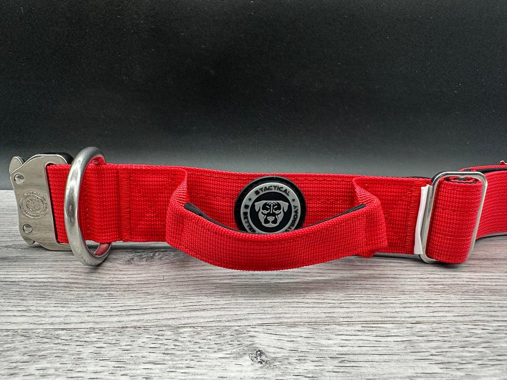 4cm BTactical Collar - Red | Durable Dog Collar With Handle